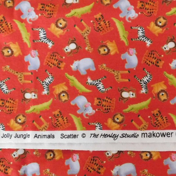 Fabric Makower UK Henley Studio, Jolly Jungle Animals, 2pc 1+7/8= 1 7/8, 42 Wide - Picture 4 of 4